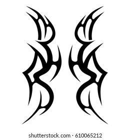 tribal symmetric pattern elements for tattoo men right and left hand and shoulders, art deco idea tattoos design body, vector couple celtic tribal design elements ornament on arms on white background