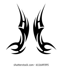tribal symmetric pattern elements for tattoo men right and left hand and shoulders, art deco idea tattoos design body, vector couple celtic tribal design elements ornament on arms on white background
