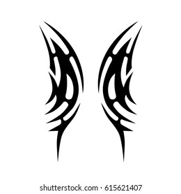 tribal symmetric pattern elements for tattoo men right and left hand and shoulders, art deco idea tattoos design body, vector couple celtic tribal design elements ornament on arms on white background