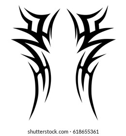 tribal symmetric pattern elements for tattoo men right and left hand and shoulders, art deco idea tattoos design body, vector couple celtic tribal design elements ornament on arms on white background