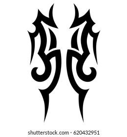 tribal symmetric pattern elements for tattoo men right and left hand and shoulders, art deco idea tattoos design body, vector couple celtic tribal design elements ornament on arms on white background