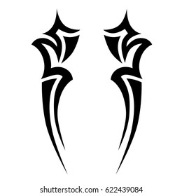tribal symmetric pattern elements for tattoo men right and left hand and shoulders, art deco idea tattoos design body, vector couple celtic tribal design elements ornament on arms on white background