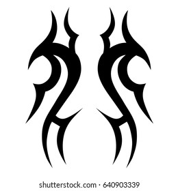 tribal symmetric pattern elements for tattoo men right and left hand and shoulders, art deco idea tattoos design body, vector couple celtic tribal design elements ornament on arms on white background
