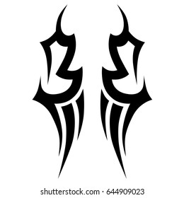 tribal symmetric pattern elements for tattoo men right and left hand and shoulders, art deco idea tattoos design body, vector couple celtic tribal design elements ornament on arms on white background