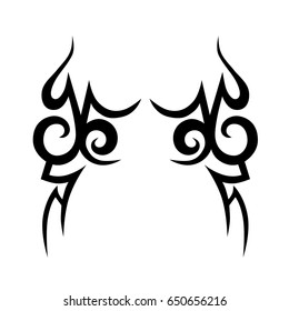 tribal symmetric pattern elements for tattoo men right and left hand and shoulders, art deco idea tattoos design body, vector couple celtic tribal design elements ornament on arms on white background