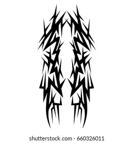 tribal symmetric pattern elements for tattoo men right and left hand and shoulders, art deco idea tattoos design body, vector couple celtic tribal design elements ornament on arms on white background
