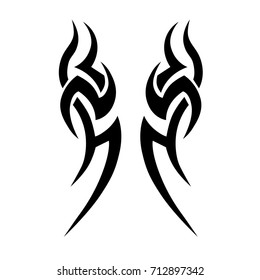 tribal symmetric pattern elements for tattoo men right and left hand and shoulders, art deco idea tattoos design body, vector couple celtic tribal design elements ornament on arms on white background