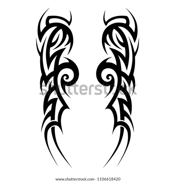 Tribal Symmetric Pattern Elements Tattoo Men Stock Vector