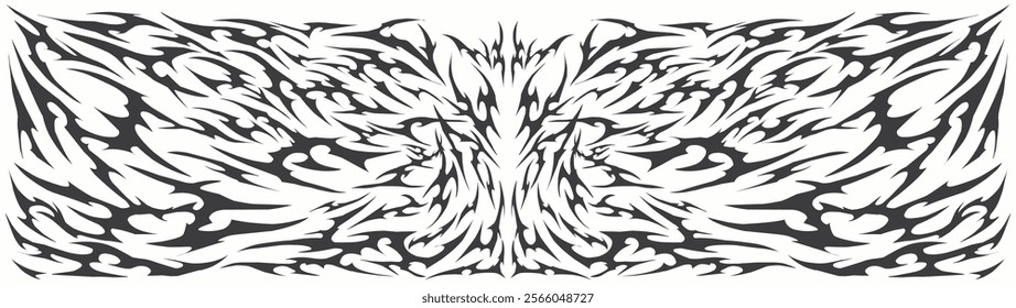 Tribal Symmetrical abstract shape, with a stiff and sharp touch cyber sigilism style. vector unique Gothic tattoo elements in Abstract black pattern