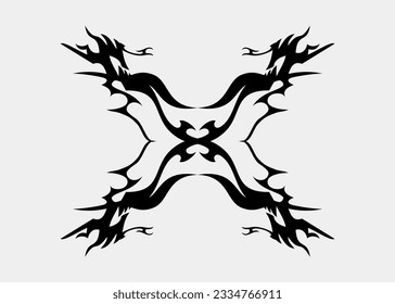 Tribal symmetrical art of spooky monster characters