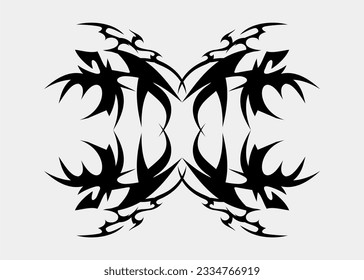 Tribal symmetrical art of spooky monster characters