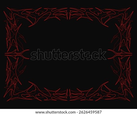 Tribal symmetrical fire frame in gothic abstract shape free-hand style vector design