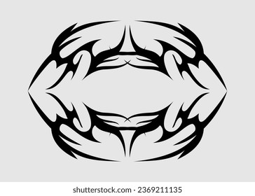 tribal symmetrical flame zig zag motif