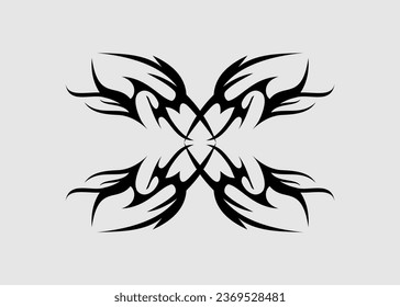 	
tribal symmetrical flame zig zag motif	