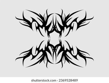 	
tribal symmetrical flame zig zag motif	