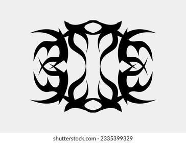 Tribal symmetrical monster horn tattoo