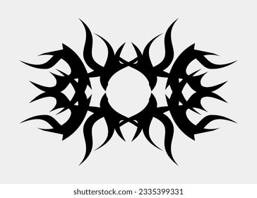 Tribal symmetrical monster horn tattoo