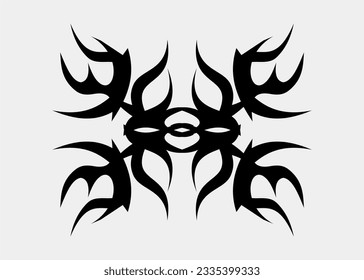 Tribal symmetrical monster horn tattoo