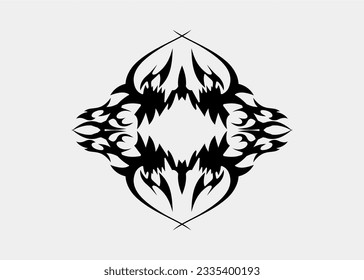 Tribal symmetrical tattoo dragon motif
