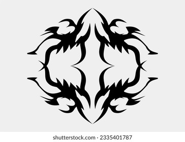 Tribal symmetrical tattoo dragon motif