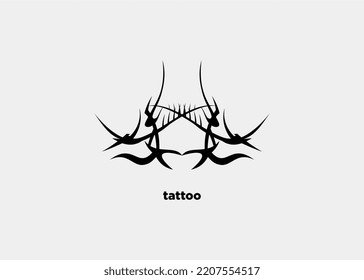 TRIBAL TATTO VECTOR ILLUSTRATION MONSTER DEVIL HORN MOTIF