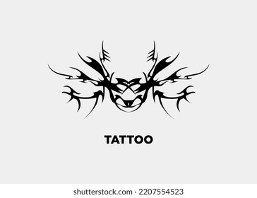 TRIBAL TATTO VECTOR ILLUSTRATION MONSTER DEVIL HORN MOTIF