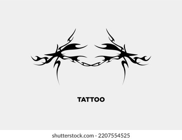 TRIBAL TATTO VECTOR ILLUSTRATION MONSTER DEVIL HORN MOTIF