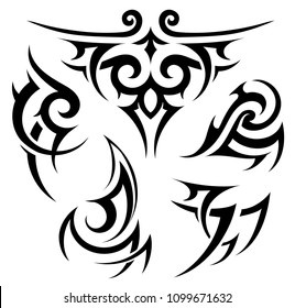 Tribal tattoo and aboriginal motif set