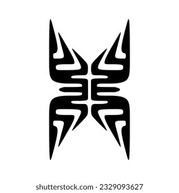 Tribal tattoo in ancient stone stamp shape style, unique batik icon vector illustration. Editable graphic resources for many purposes.