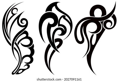 Tribal tattoo art. Set of abstract tattoo
