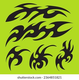 Tribal tattoo asset , Y2K tattoo , modern tribal , neo tribal , cyberpunk pattern  style
