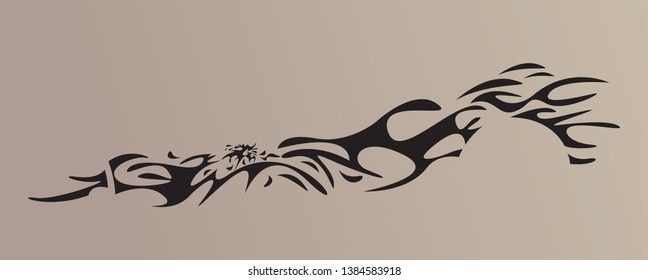 Tribal tattoo in black color suitable for all kind of design, Flaming, Dragon, tiger style. isolated on background - vector
