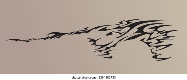 Tribal tattoo in black color suitable for all kind of design, Flaming, Dragon, tiger style. isolated on background - vector