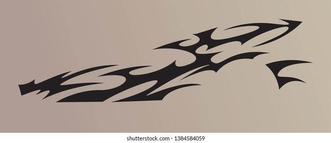 Tribal tattoo in black color suitable for all kind of design, Flaming, Dragon, tiger style. isolated on background - vector