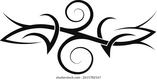 Tribal Tattoo Border Illustration. Isolated on White Background. Vector Clipart with Simple Design.