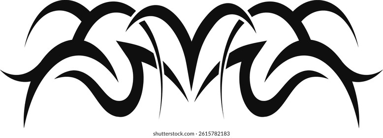 Tribal Tattoo Border Illustration. Isolated on White Background. Vector Clipart with Simple Design.