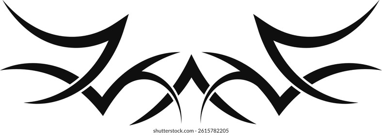 Tribal Tattoo Border Illustration. Isolated on White Background. Vector Clipart with Simple Design.