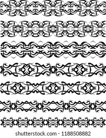 Tribal Tattoo Border Seamless Design Vector Art Illustration