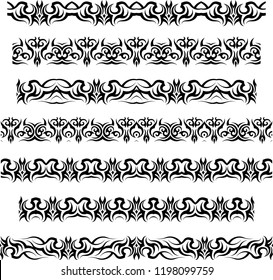 Tribal Tattoo Border Seamless Design Vector Art Illustration