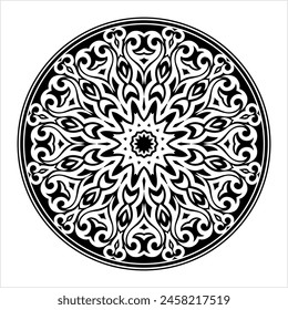 Tribal Tattoo Circular Design Vector Art Illustration