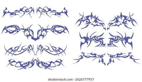 Tribal Tattoo Compilation with Futuristic Tribal - Great for creative tattoo designs, graphic projects, or branding.