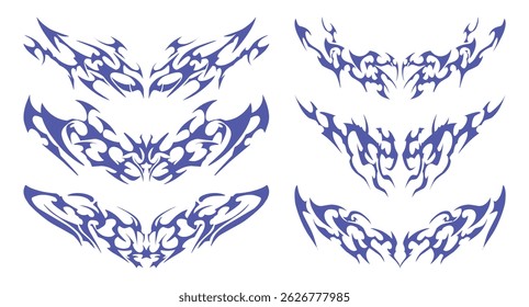 Compilação de tatuagem tribal com tribal futurista - ótimo para designs de tatuagem criativa, projetos gráficos ou branding.