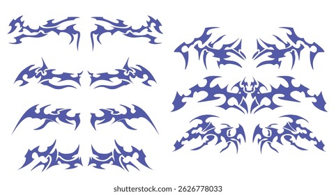 Tribal Tattoo Compilation with Futuristic Tribal - Great for creative tattoo designs, graphic projects, or branding.