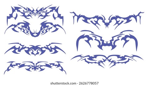 Tribal Tattoo Compilation with Futuristic Tribal - Great for creative tattoo designs, graphic projects, or branding.
