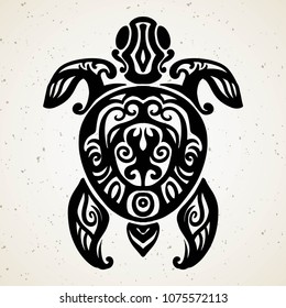 Tribal tattoo with decorative sea turtle with ethnic pattern. Authentic artwork with a symbol of the totem. Stock Vector Graphics clipart Tattoos like Maui from Moana cartoon.