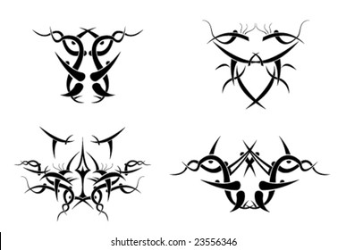 Tribal tattoo design elements black and white