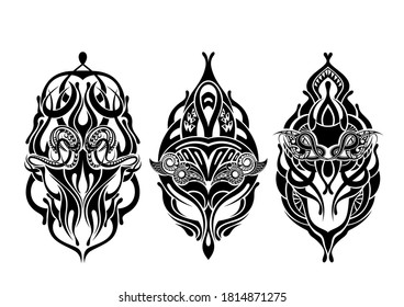 Tribal Tattoo Design Elements Set
