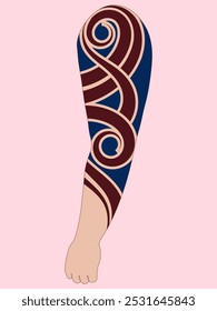 Tribal tattoo design on hand vector illustration