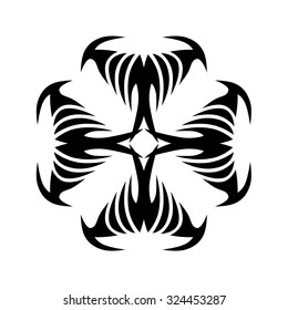 Tribal tattoo design  vector sketch. Cross art pattern. Simple logo. Designer isolated abstract element for arm, leg, shoulder men and women on white background.