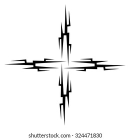 Tribal tattoo design  vector sketch. Cross art pattern. Simple logo. Designer isolated abstract element for arm, leg, shoulder men and women on white background.